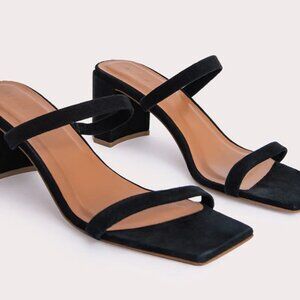 BY FAR TANYA BLACK SUEDE SANDAL